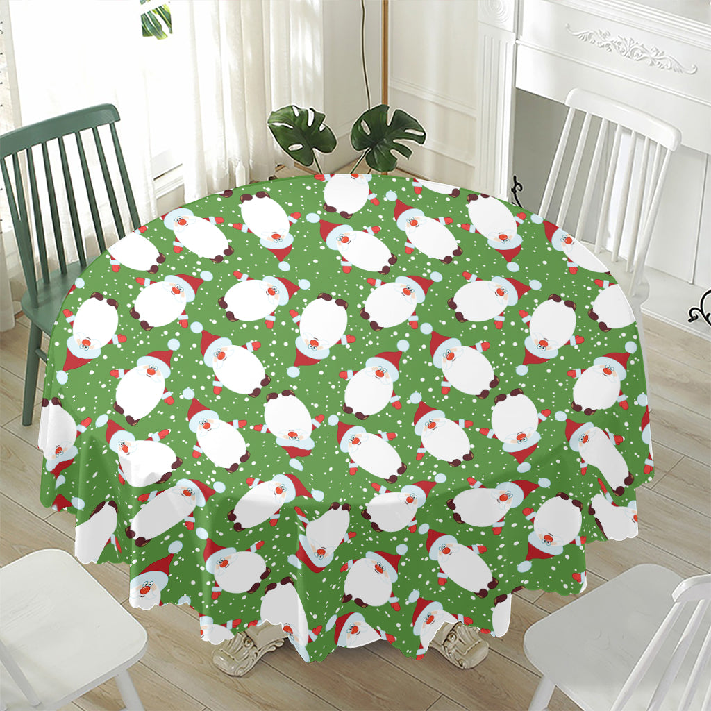 Cartoon Santa Claus Pattern Print Waterproof Round Tablecloth