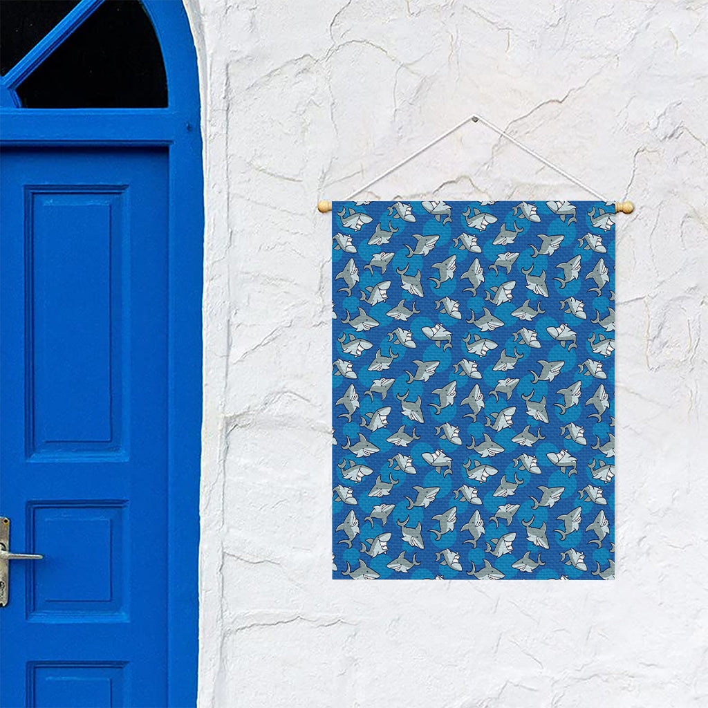 Cartoon Shark Pattern Print Garden Flag
