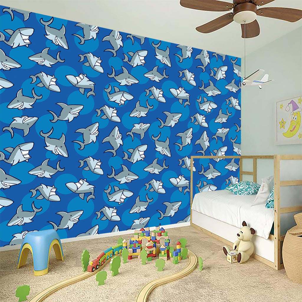 Cartoon Shark Pattern Print Wall Sticker