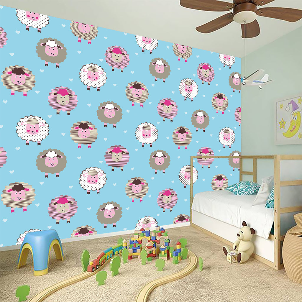 Cartoon Sheep Pattern Print Wall Sticker