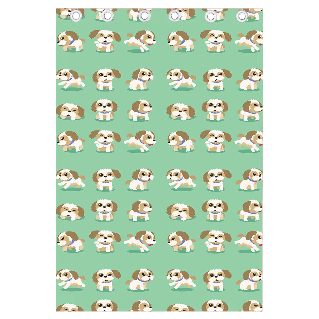 Cartoon Shih Tzu Pattern Print Curtain