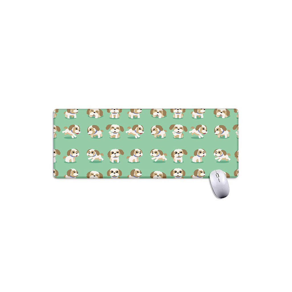 Cartoon Shih Tzu Pattern Print Extended Mouse Pad