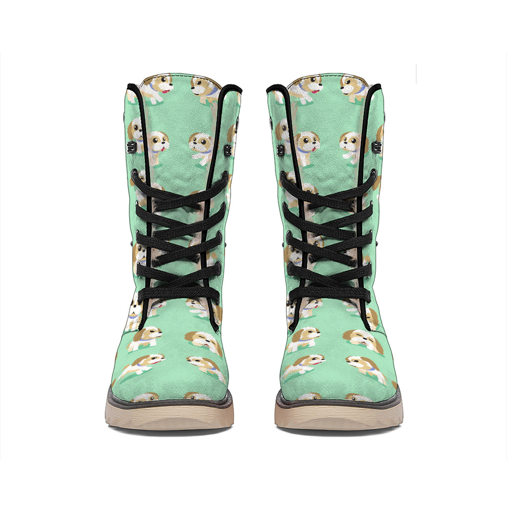 Cartoon Shih Tzu Pattern Print Winter Boots