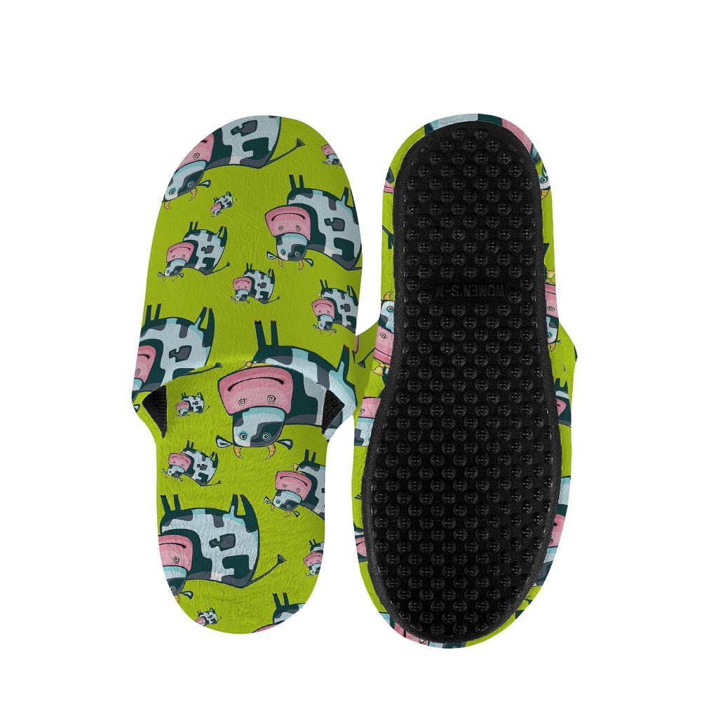 Cartoon Smiley Cow Pattern Print Slippers