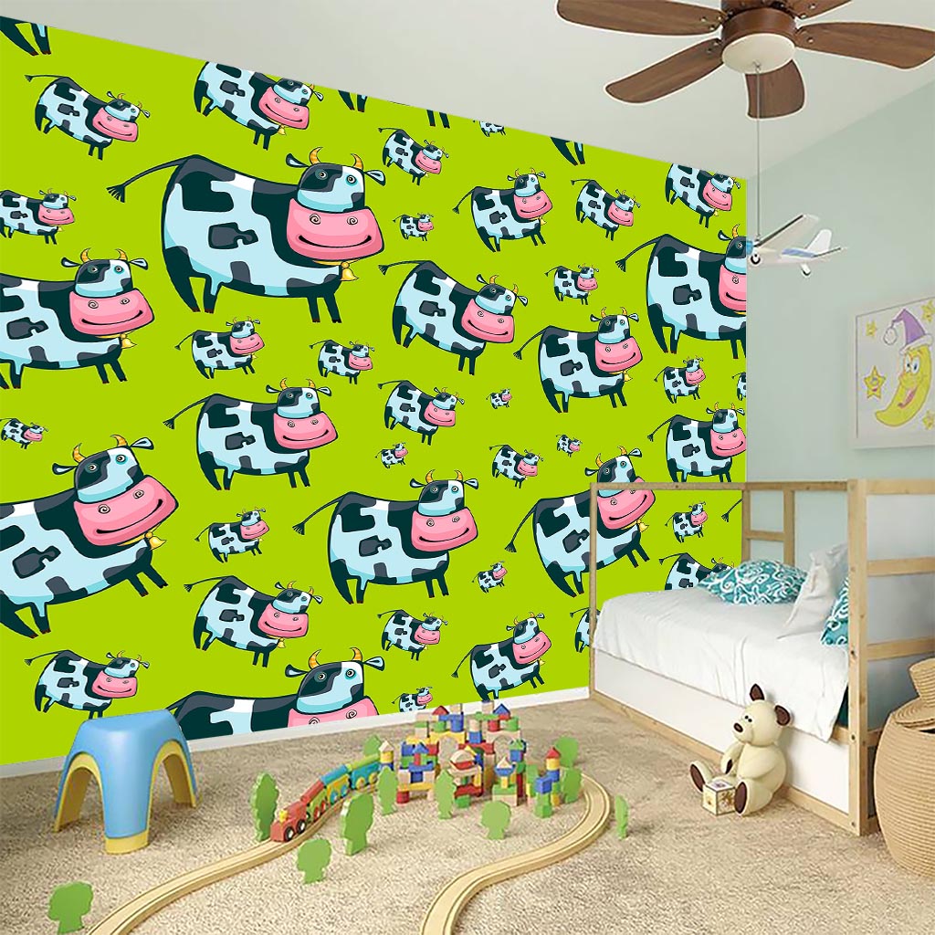 Cartoon Smiley Cow Pattern Print Wall Sticker