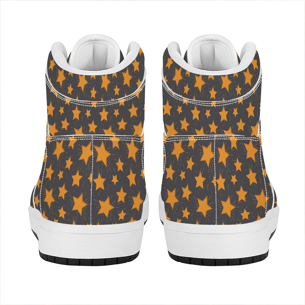 Cartoon Star Pattern Print High Top Leather Sneakers