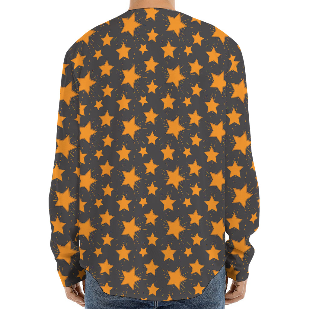 Cartoon Star Pattern Print Long Sleeve Baseball Jersey