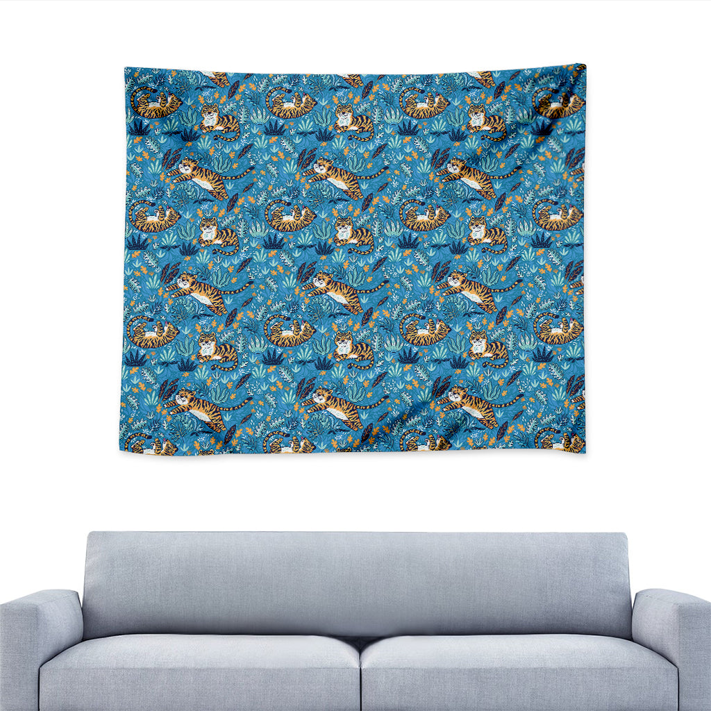 Cartoon Tiger Pattern Print Tapestry