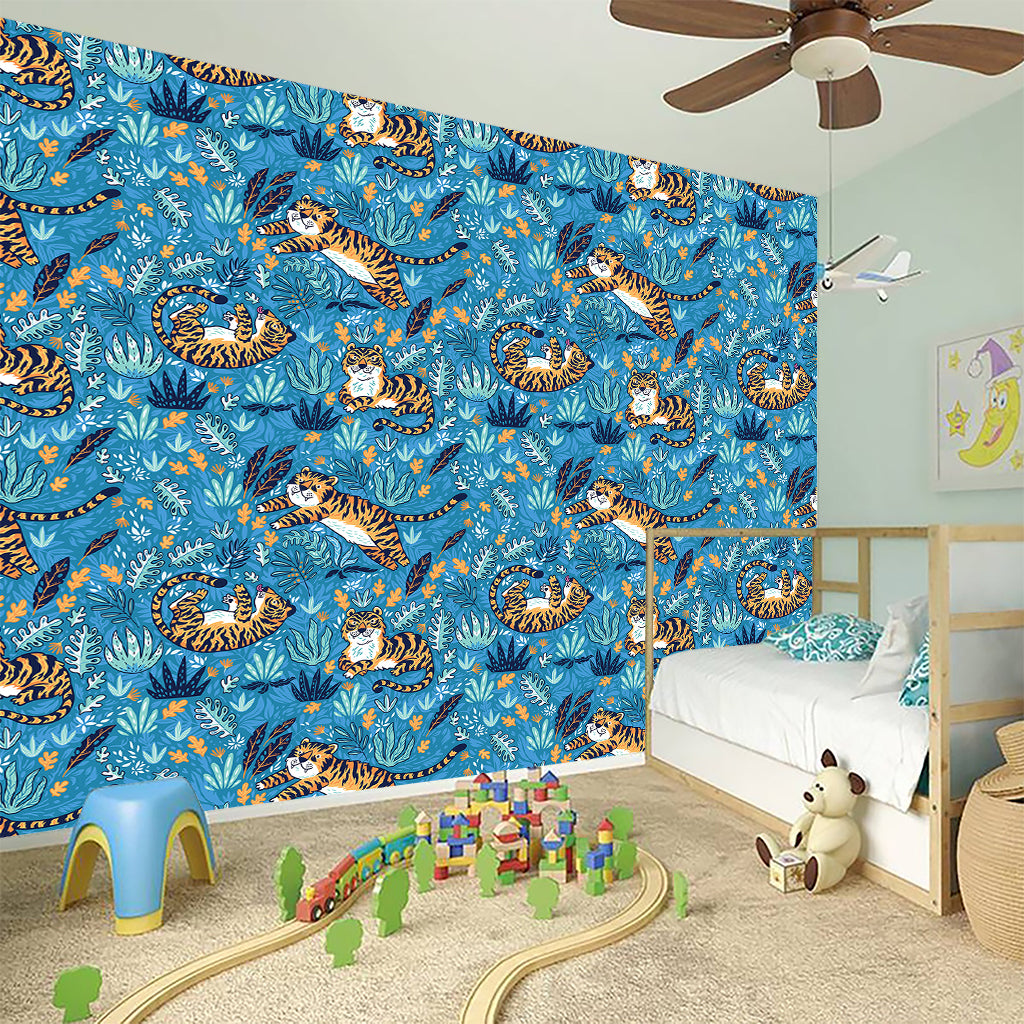 Cartoon Tiger Pattern Print Wall Sticker