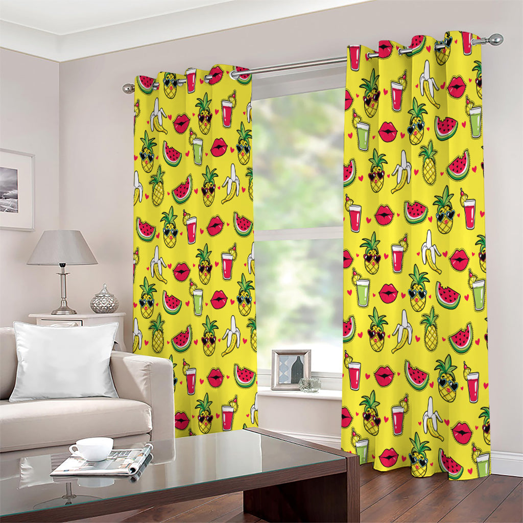 Cartoon Tropical Pattern Print Extra Wide Grommet Curtains