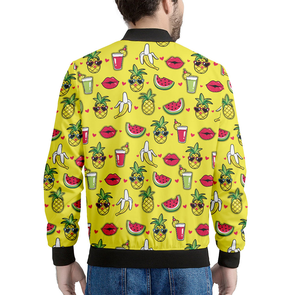 Cartoon Tropical Pattern Print Men's Bomber Jacket