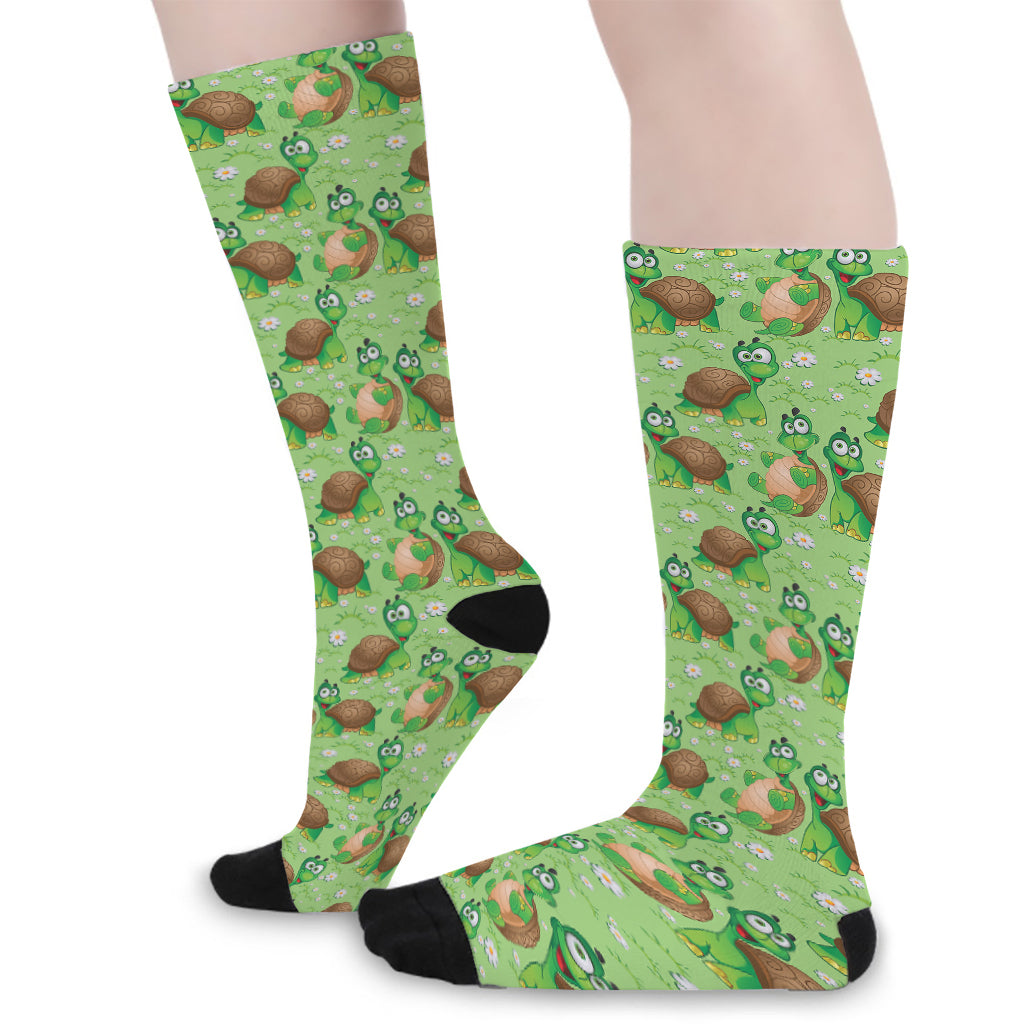 Cartoon Turtle Pattern Print Long Socks