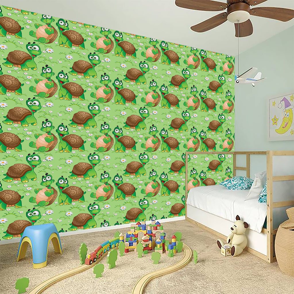 Cartoon Turtle Pattern Print Wall Sticker