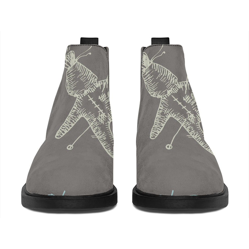 Cartoon Voodoo Doll Pattern Print Flat Ankle Boots