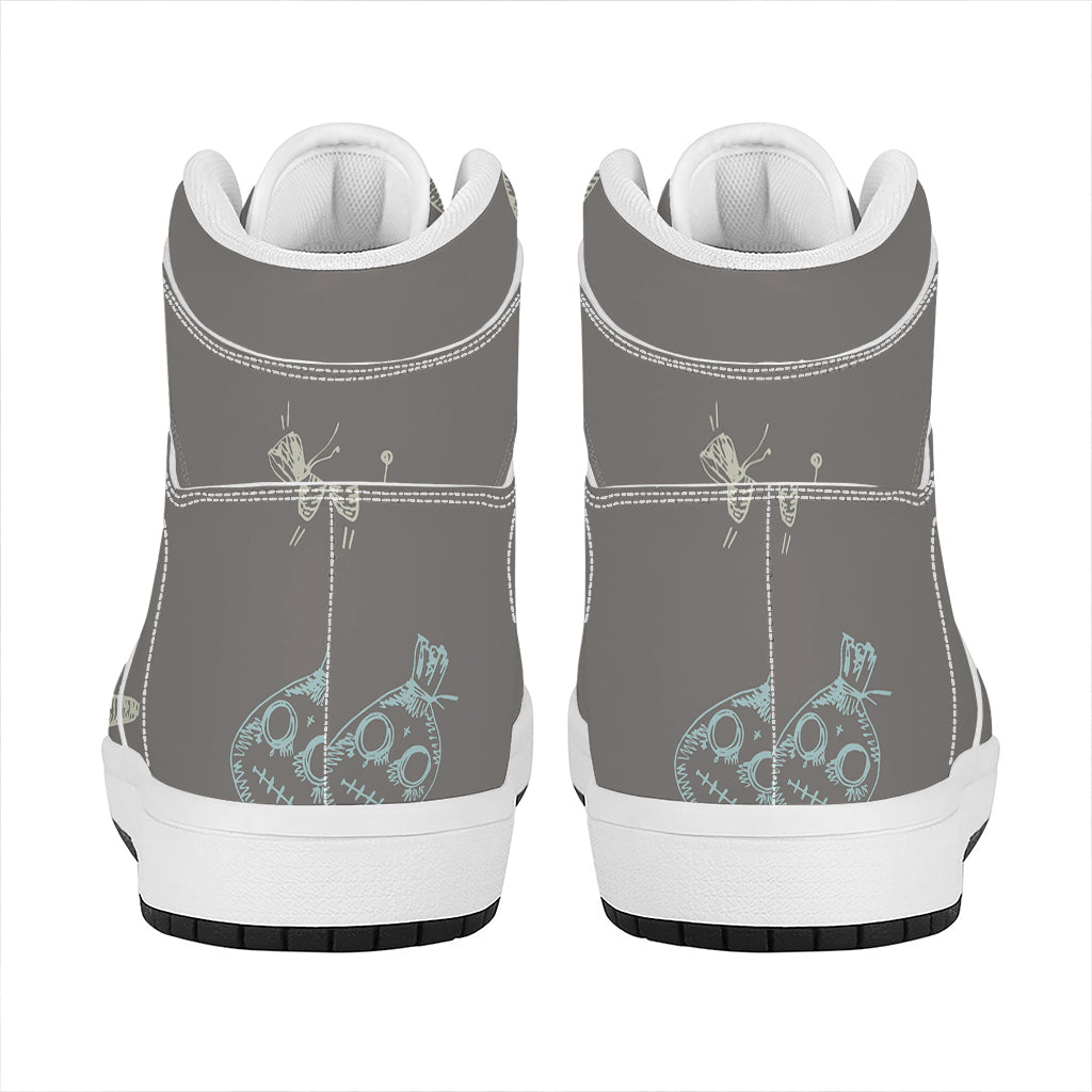 Cartoon Voodoo Doll Pattern Print High Top Leather Sneakers