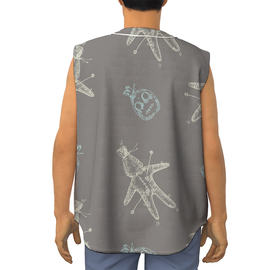 Cartoon Voodoo Doll Pattern Print Sleeveless Baseball Jersey