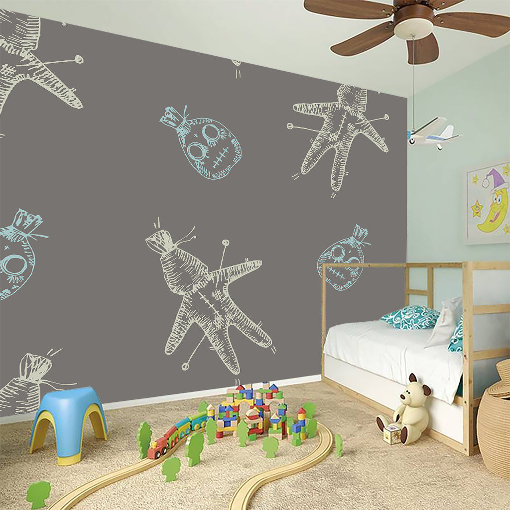 Cartoon Voodoo Doll Pattern Print Wall Sticker