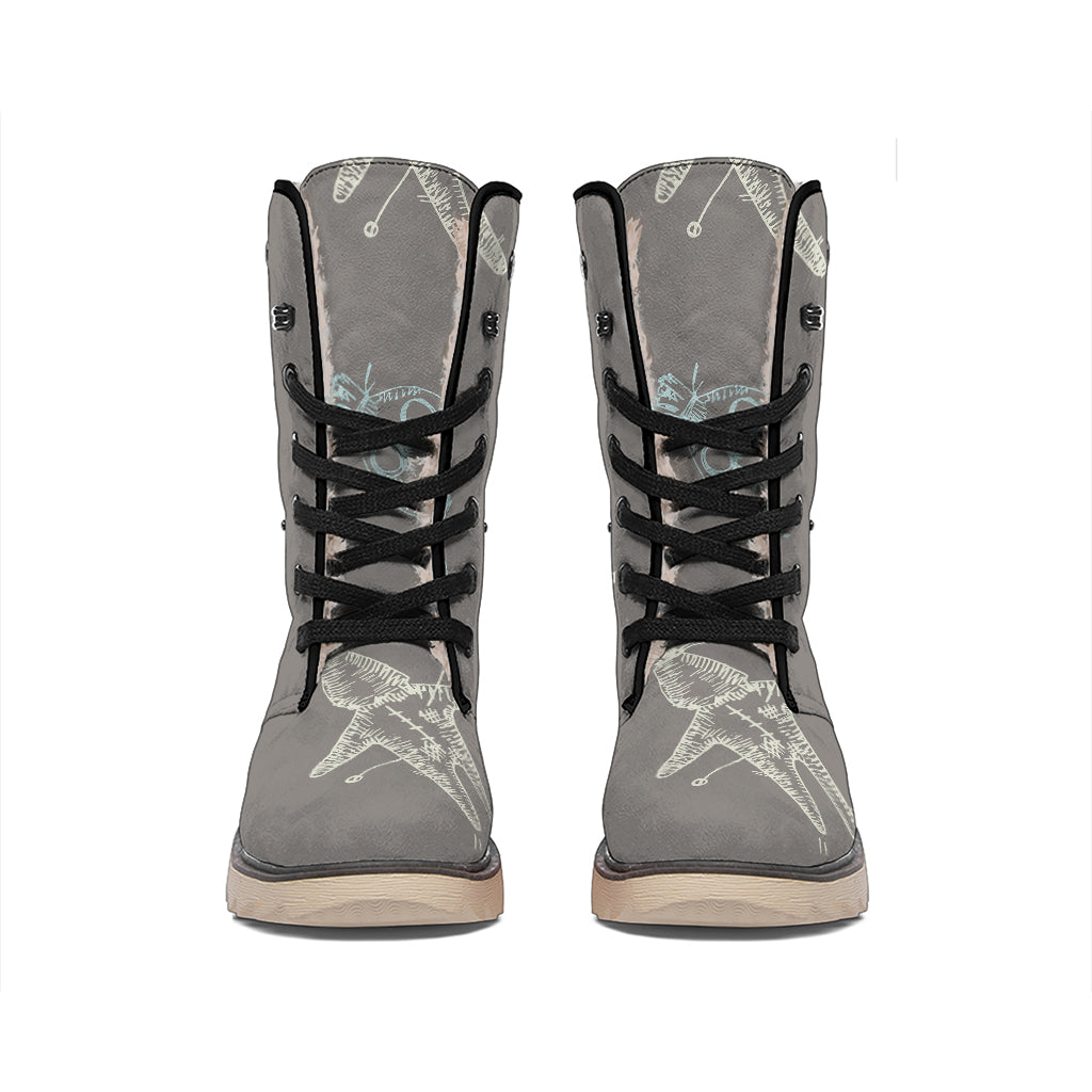 Cartoon Voodoo Doll Pattern Print Winter Boots