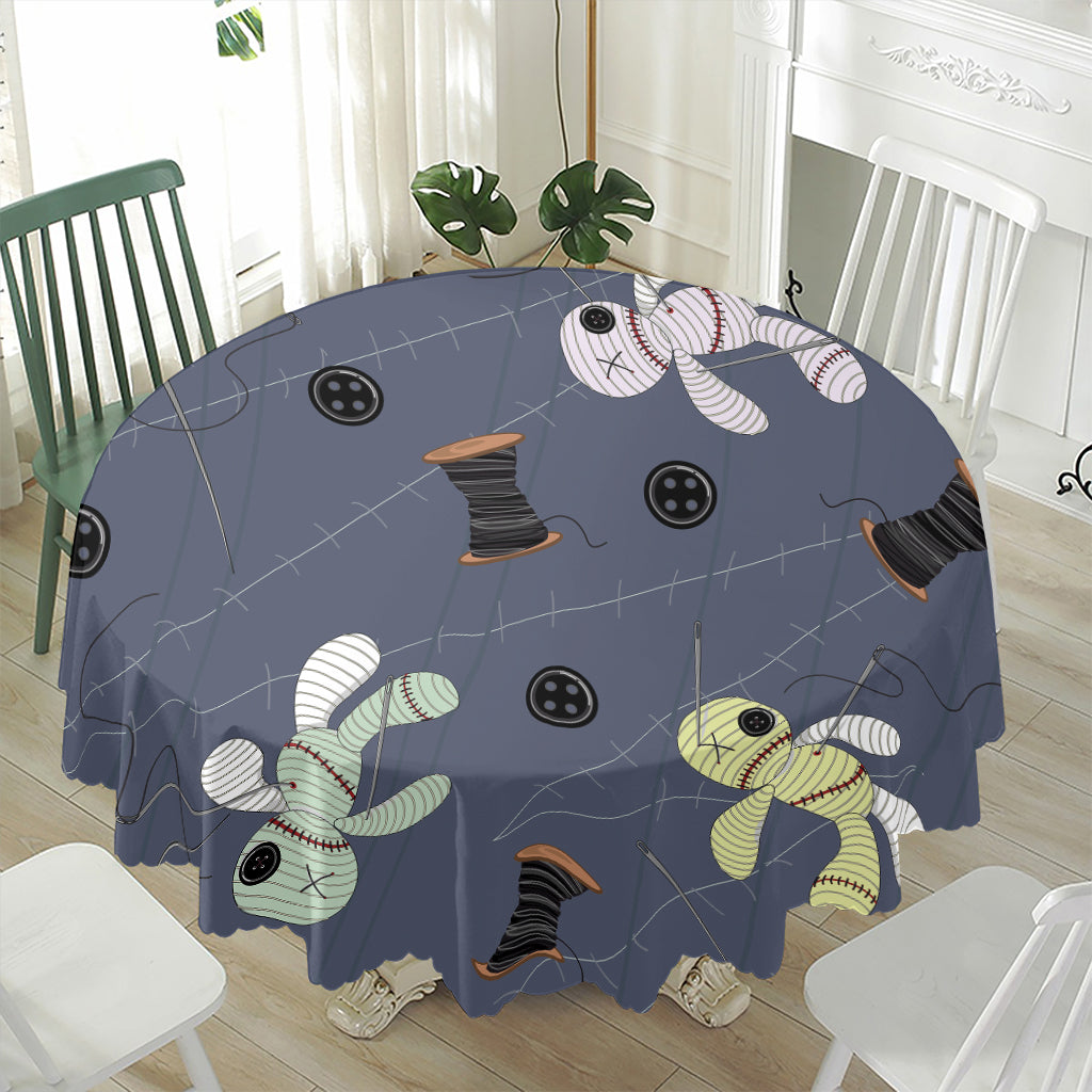 Cartoon Voodoo Doll Print Waterproof Round Tablecloth