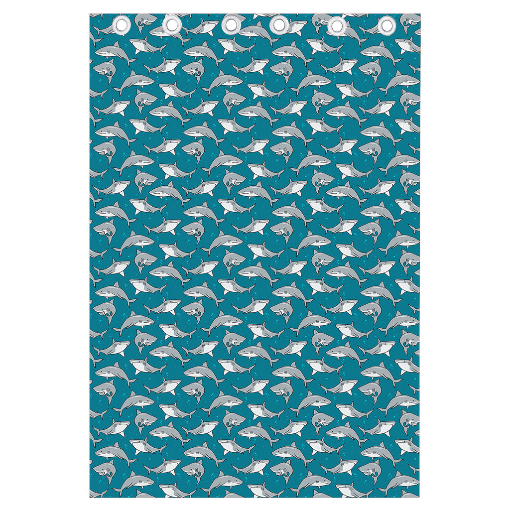 Cartoon White Shark Pattern Print Curtain