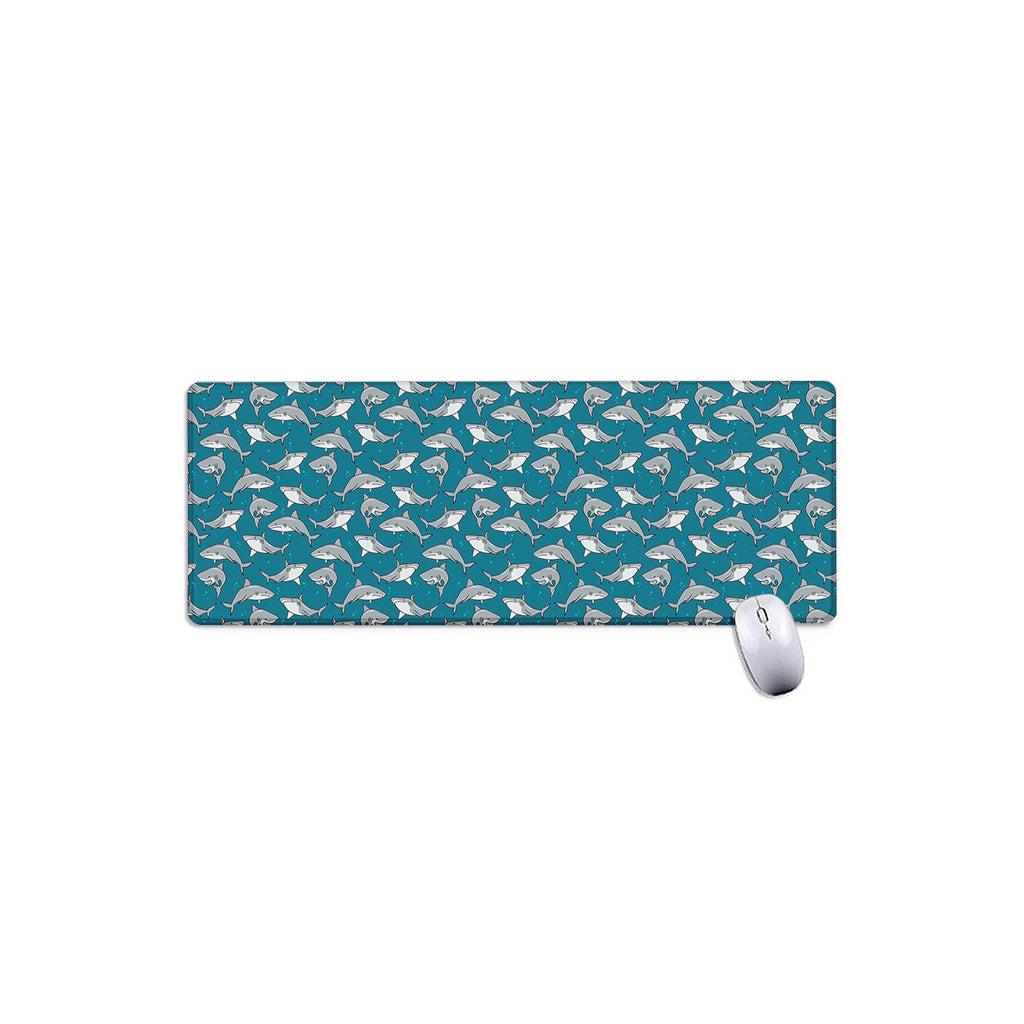 Cartoon White Shark Pattern Print Extended Mouse Pad