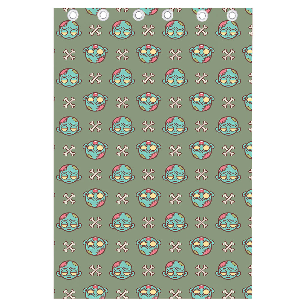 Cartoon Zombie Pattern Print Curtain