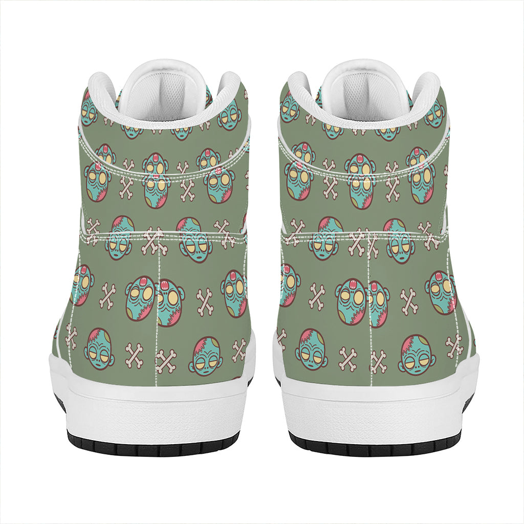 Cartoon Zombie Pattern Print High Top Leather Sneakers
