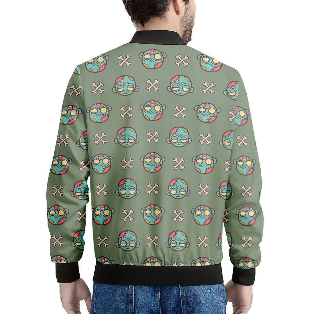 Cartoon Zombie Pattern Print Men's Bomber Jacket