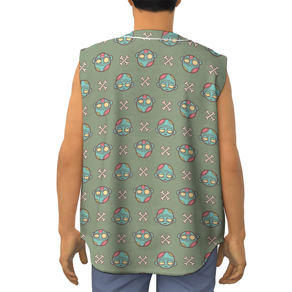 Cartoon Zombie Pattern Print Sleeveless Baseball Jersey