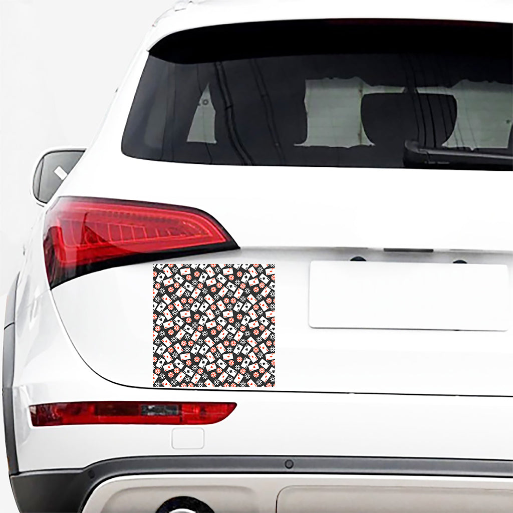 Casino Chip And Card Pattern Print Car Sticker