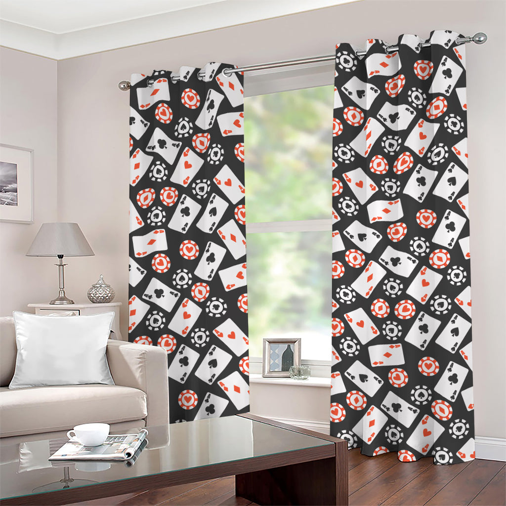 Casino Chip And Card Pattern Print Grommet Curtains