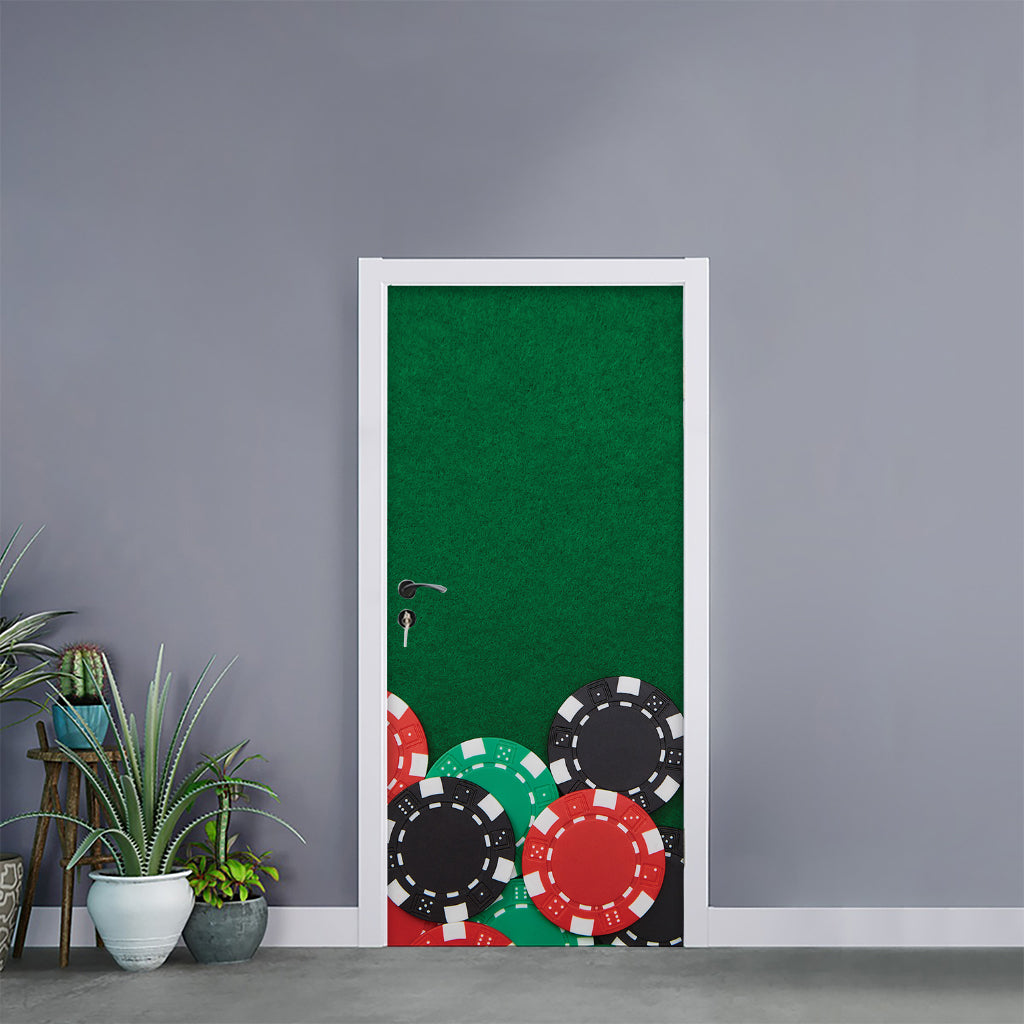 Casino Poker Chips Print Door Sticker