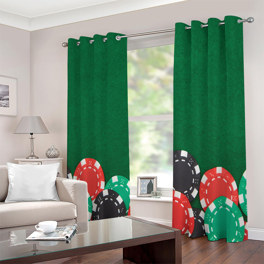 Casino Poker Chips Print Extra Wide Grommet Curtains