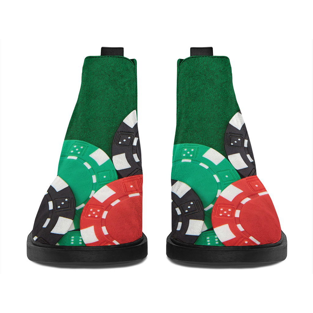 Casino Poker Chips Print Flat Ankle Boots