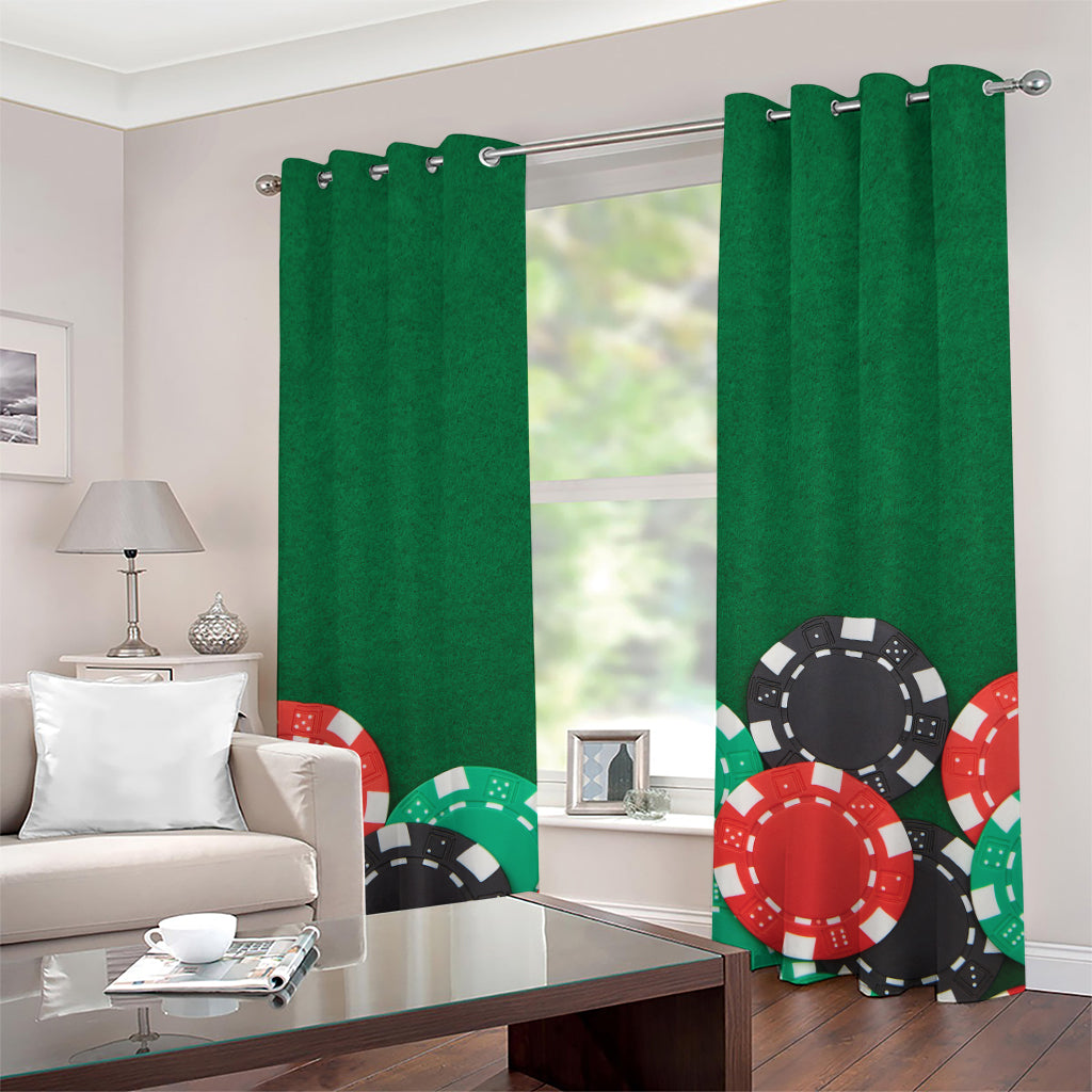 Casino Poker Chips Print Grommet Curtains