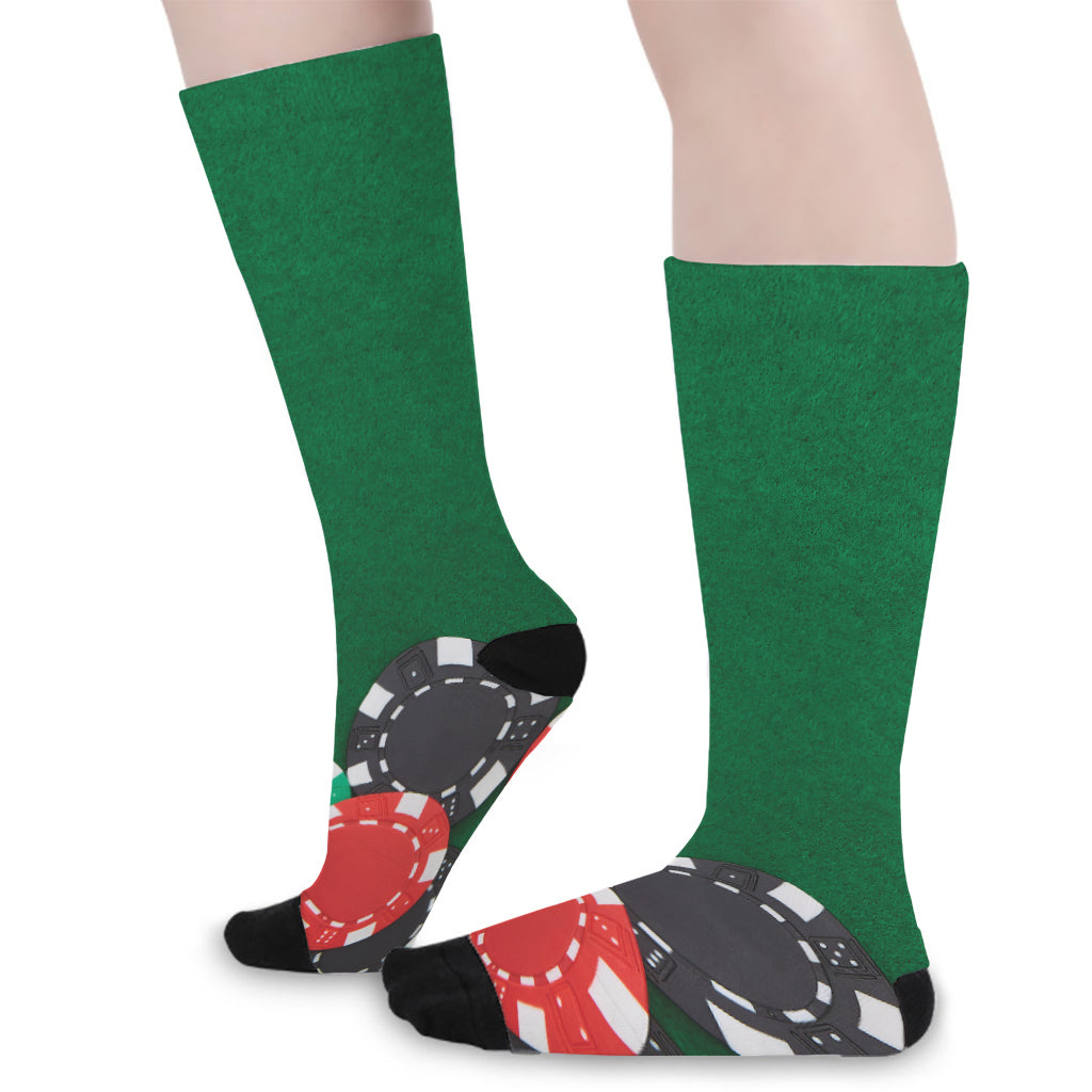 Casino Poker Chips Print Long Socks