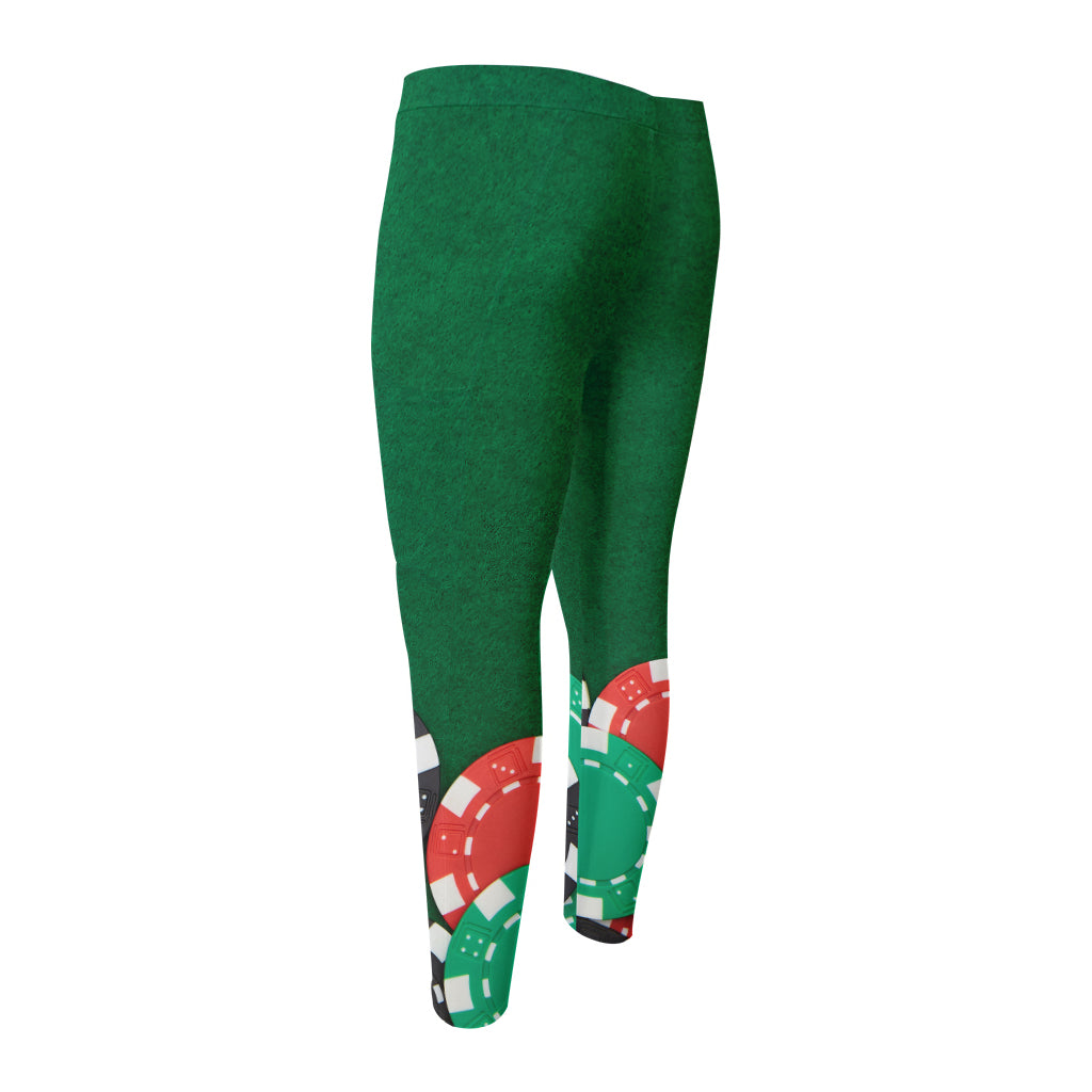 Casino Poker Chips Print Men's Compression Pants