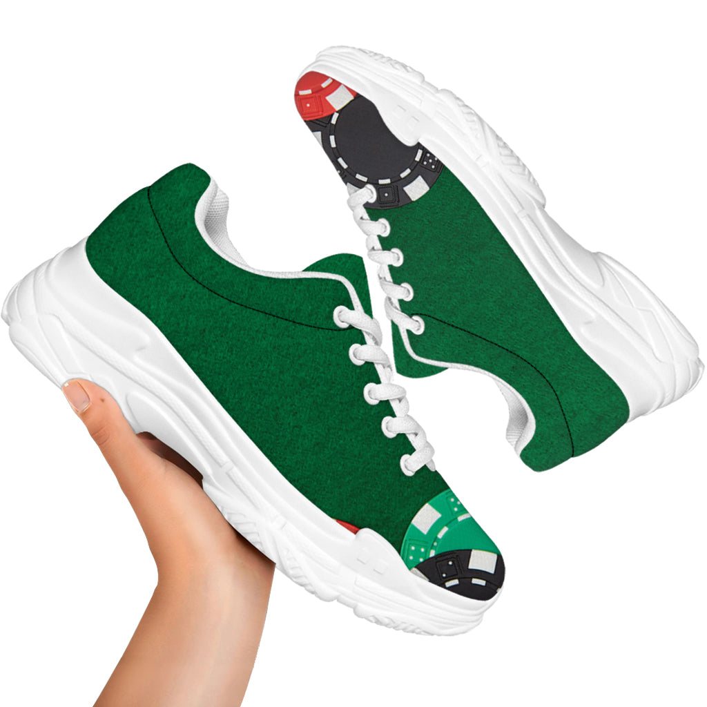 Casino Poker Chips Print White Chunky Shoes