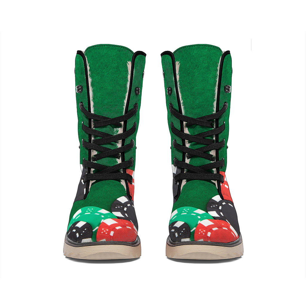 Casino Poker Chips Print Winter Boots