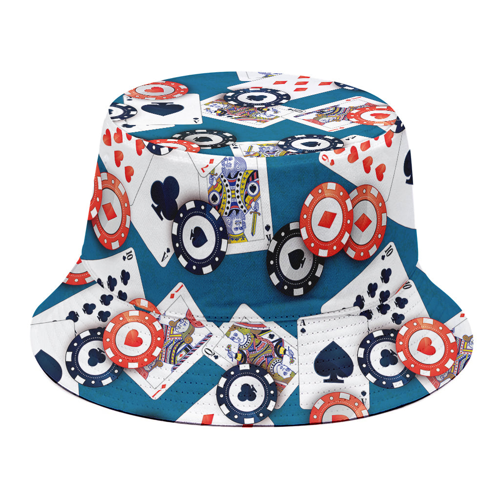 Casino Poker Pattern Print Bucket Hat