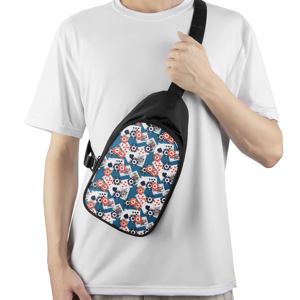Casino Poker Pattern Print Chest Bag