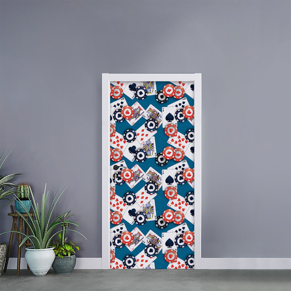 Casino Poker Pattern Print Door Sticker