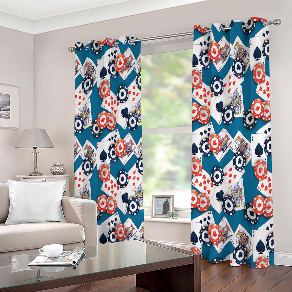 Casino Poker Pattern Print Extra Wide Grommet Curtains