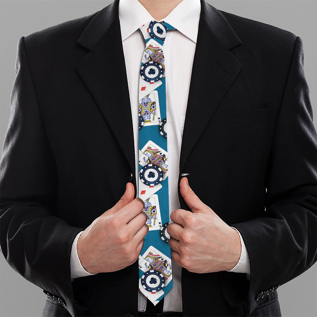 Casino Poker Pattern Print Necktie