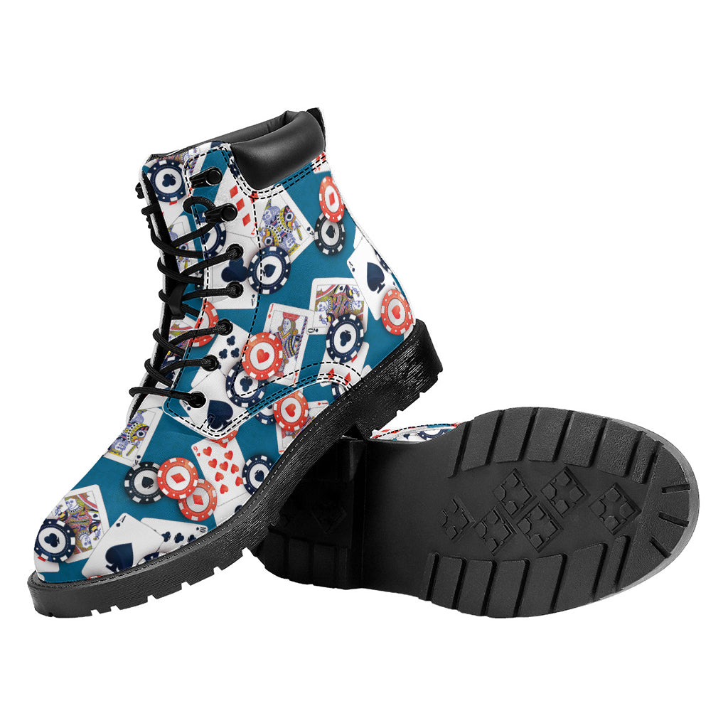 Casino Poker Pattern Print Work Boots