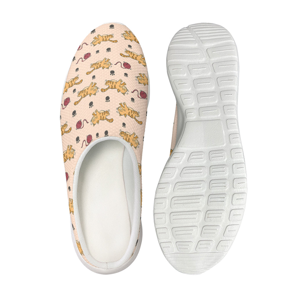 Cat And Yarn Ball Pattern Print Mesh Casual Shoes
