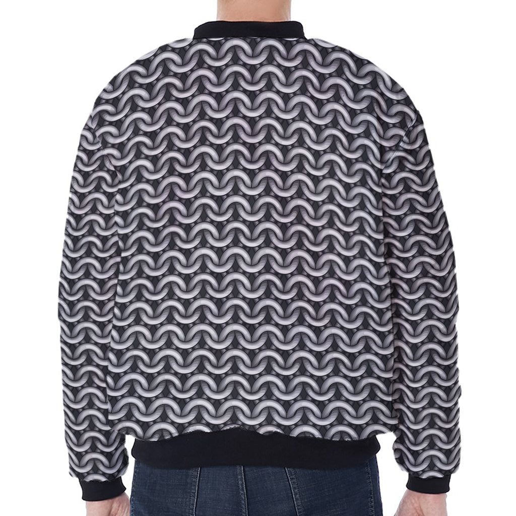 Chainmail Print Zip Sleeve Bomber Jacket