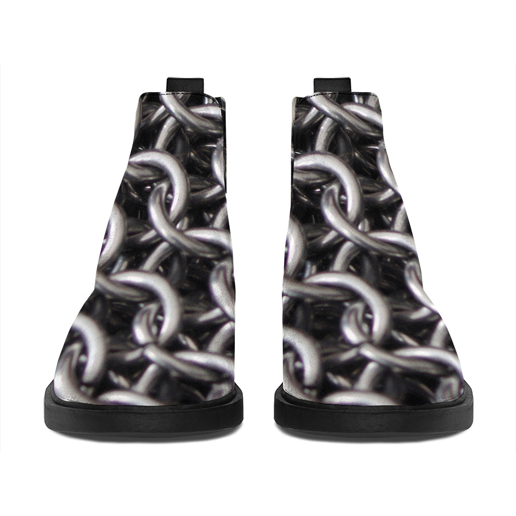 Chainmail Ring Pattern Print Flat Ankle Boots