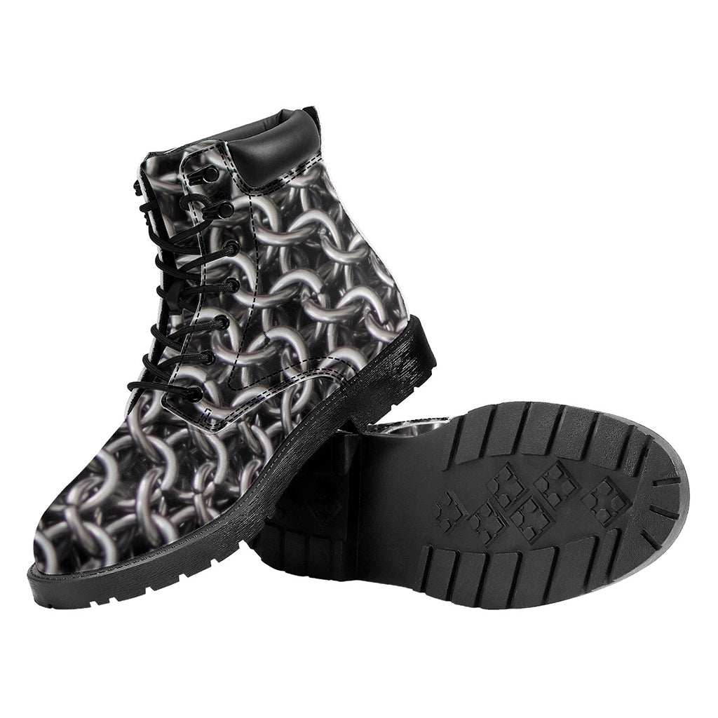 Chainmail Ring Pattern Print Work Boots