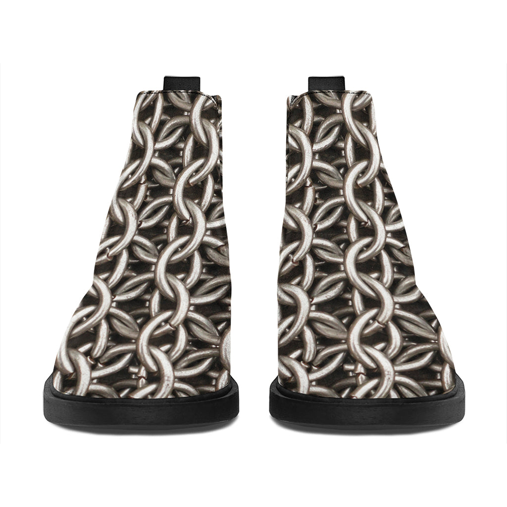 Chainmail Ring Print Flat Ankle Boots